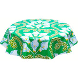freckled sage round calla lily green oilcloth tablecloth