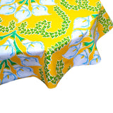 Round Calla Lily Yellow Oilcloth Tablecloths