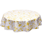 round chelsea on gold oilcloth tablecloths