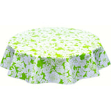 round chelsea flowers on lime green oilcloth tablecloth