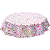 round cherry blossom gold oilcloth tablecloth