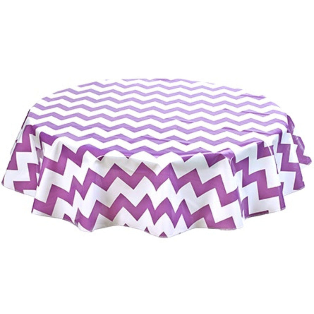 round chevron purple oilcloth tablecloth