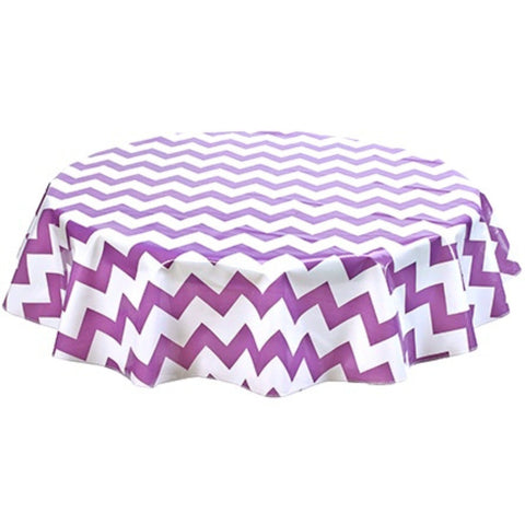 round chevron purple oilcloth tablecloth