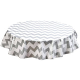 round chevron silver oilcloth tablecloth