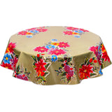 round christmas poinsettia gold oilcloth tablecloth