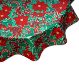 round christmas ribbons and holly green oilcloth tablecloth