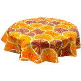 round citrus blood orange oilcloth tablecloth