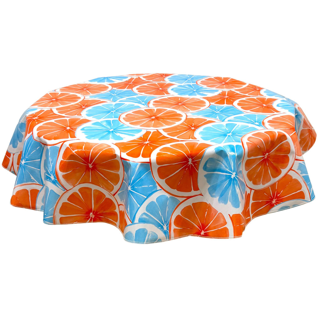 round citrus grapefruit oilcloth tablecloth