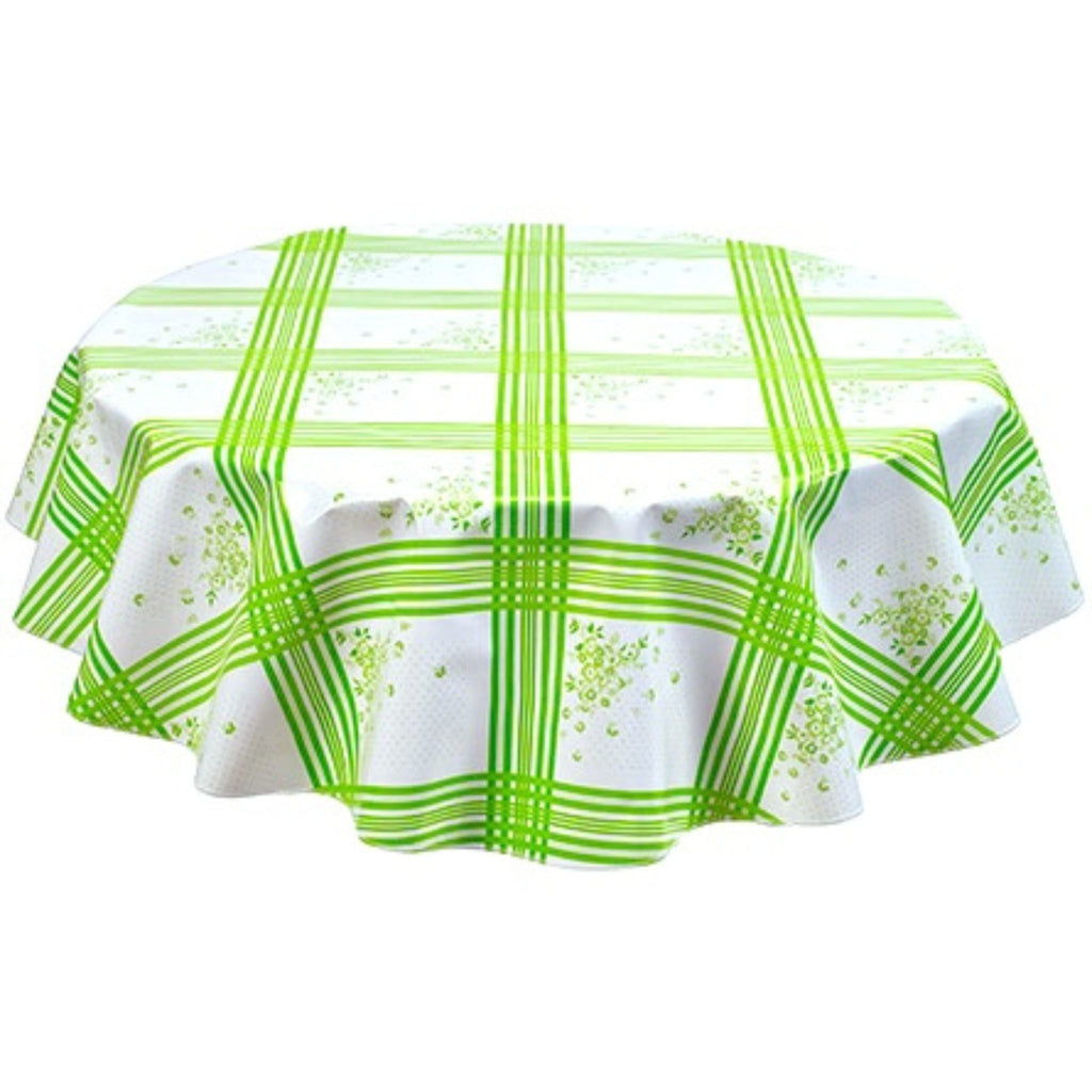round corn flower lime green oilcloth tablecloth