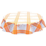 round corn flower orange oilcloth tablecloth