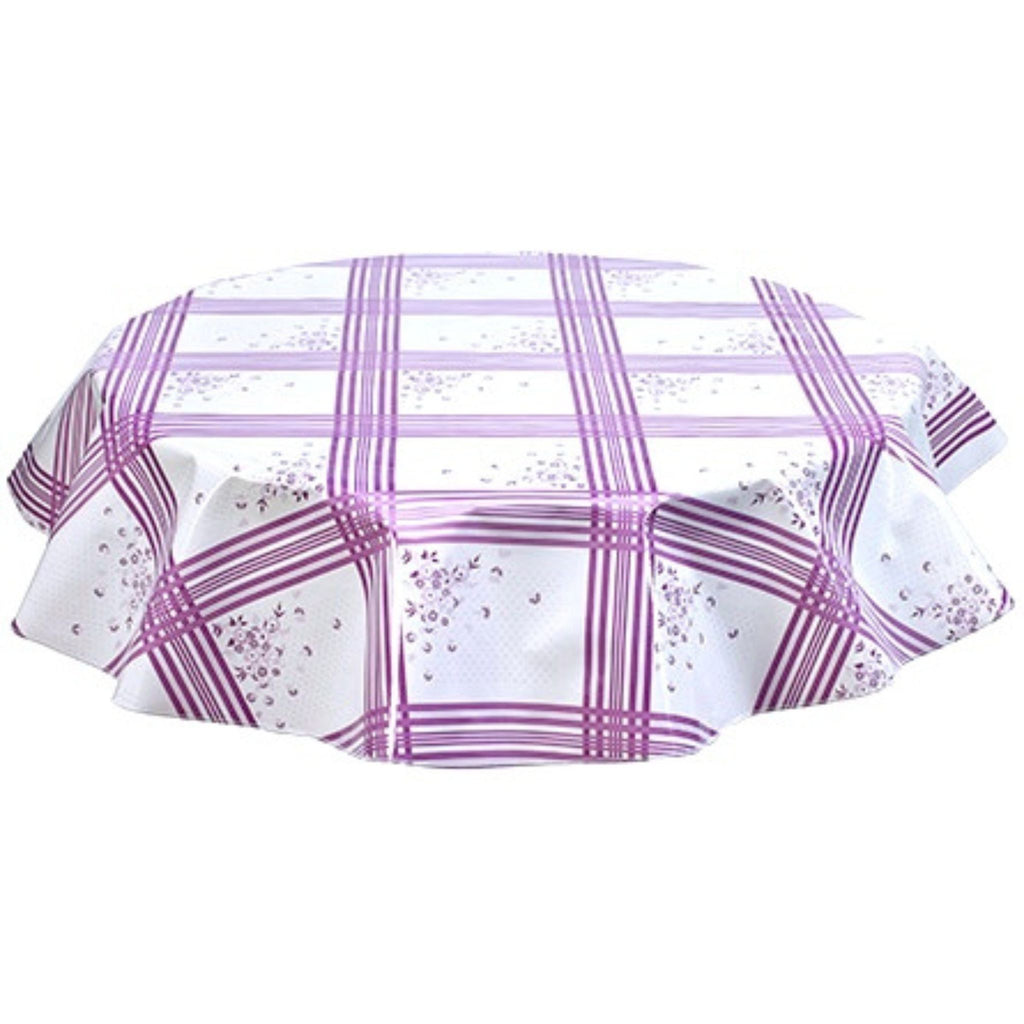 round corn flower purple oilcloth tablecloth