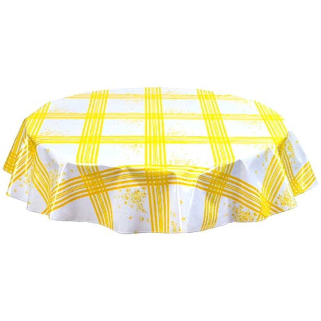 round corn flower yellow oilcloth tablecloth