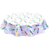 round crayons oilcloth tablecloth