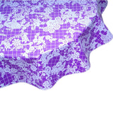 round day of the dead white on purple oilcloth tablecloth close up