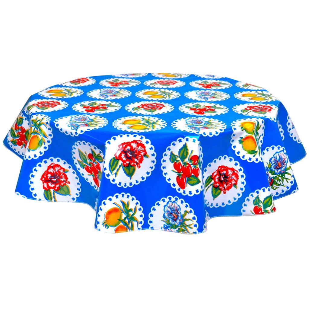 round doily 2 blue oilcloth tablecloth