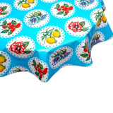 freckled sage round doily 2 light blue oilcloth tablecloth