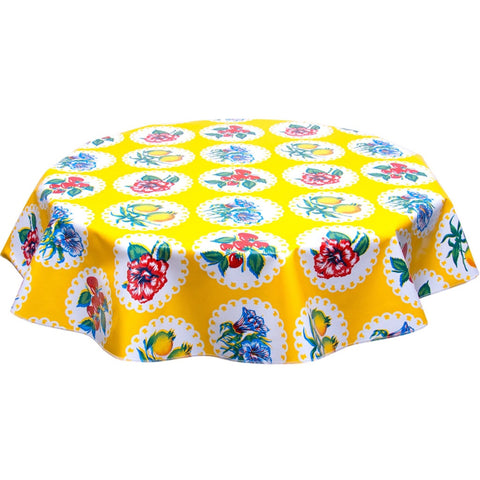 round doily 2 yellow oilcloth tablecloth