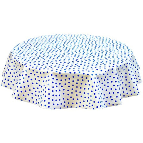 round dot blue oilcloth tablecloth