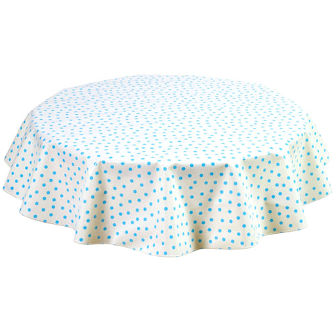 round dot light blue oilcloth tablecloth