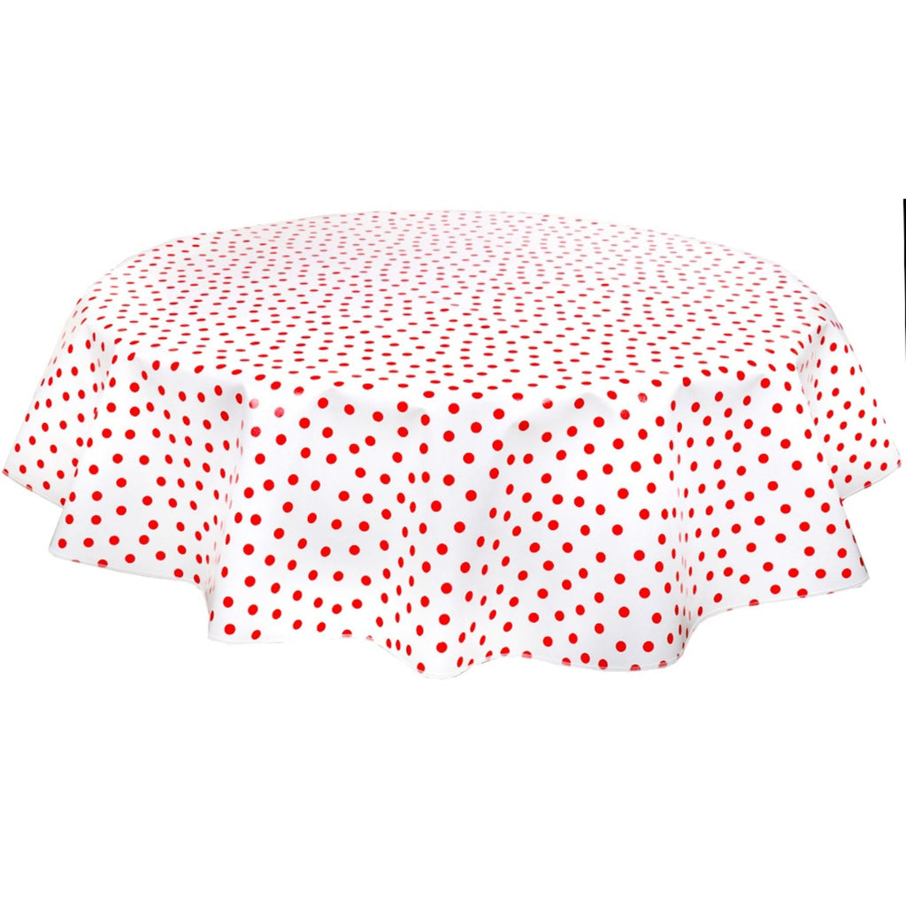 round dot red oilcloth tablecloth