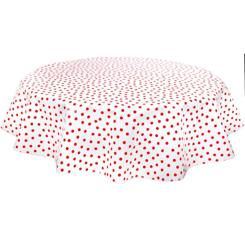 round dot red oilcloth tablecloth