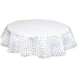 round dot silver oilcloth tablecloth