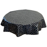 round dot white on black oilcloth tablecloth