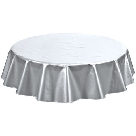 round double sided solid silver oilcloth tablecloth