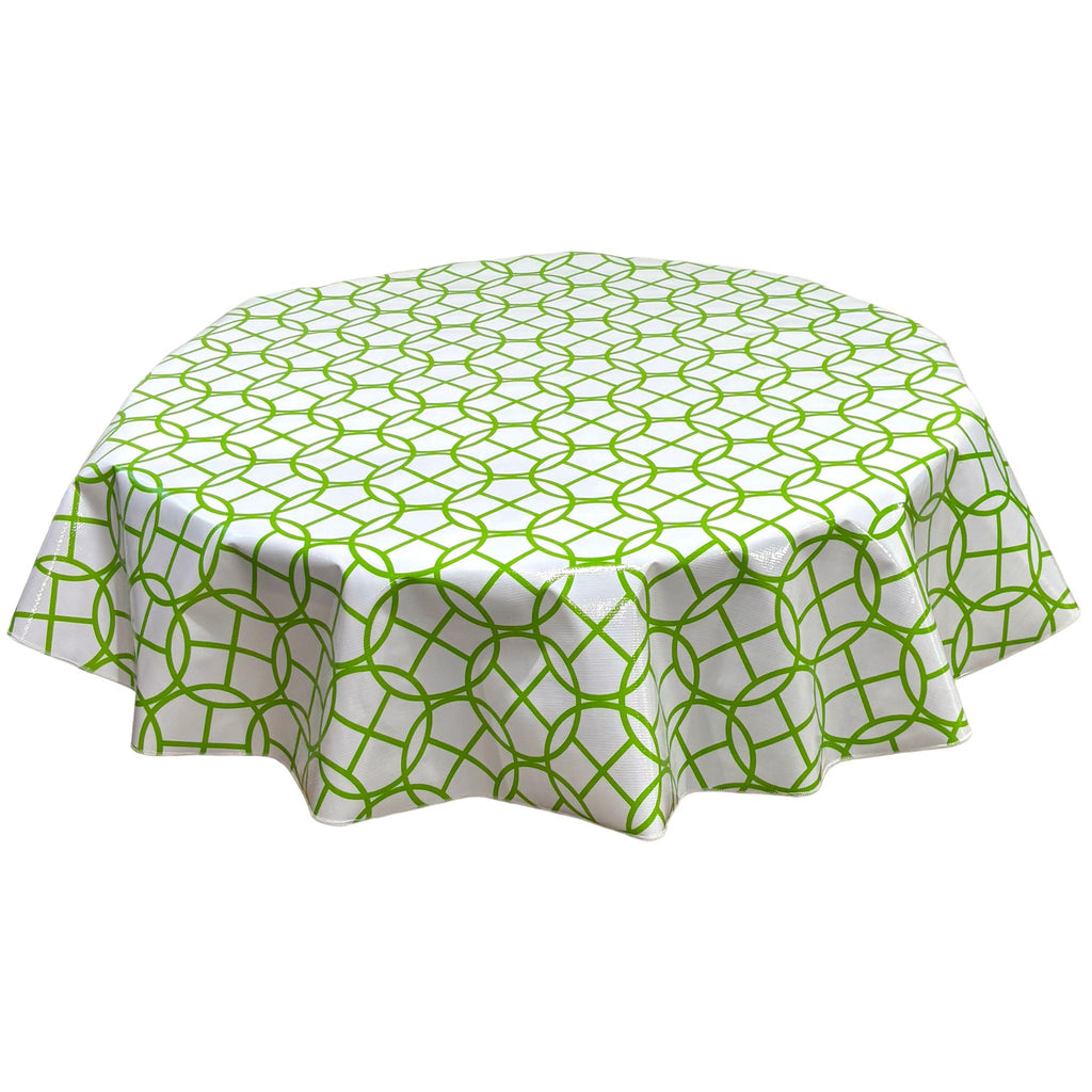 round equestrian chain lime green oilcloth tablecloth