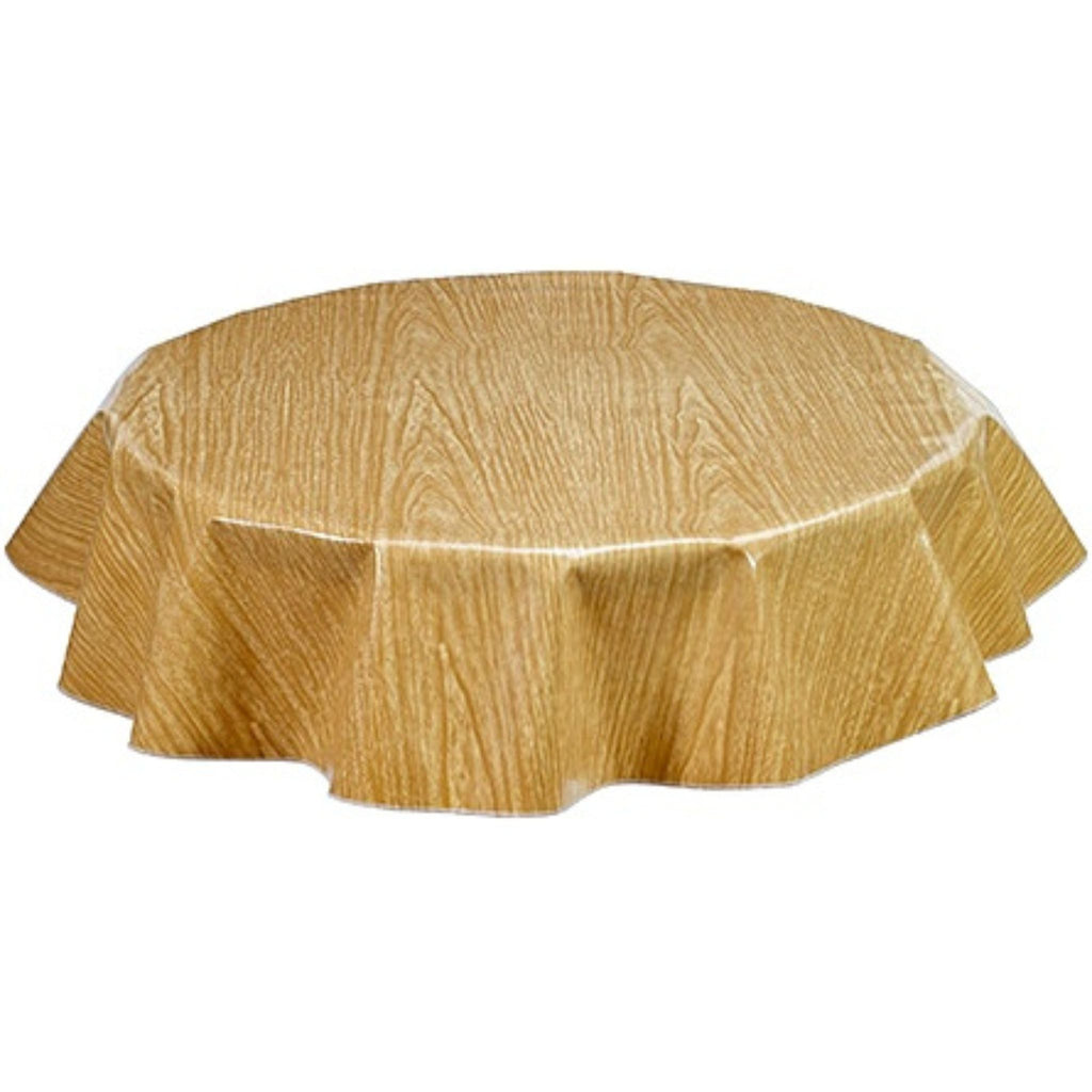 round faux bois elm oilcloth tablecloth