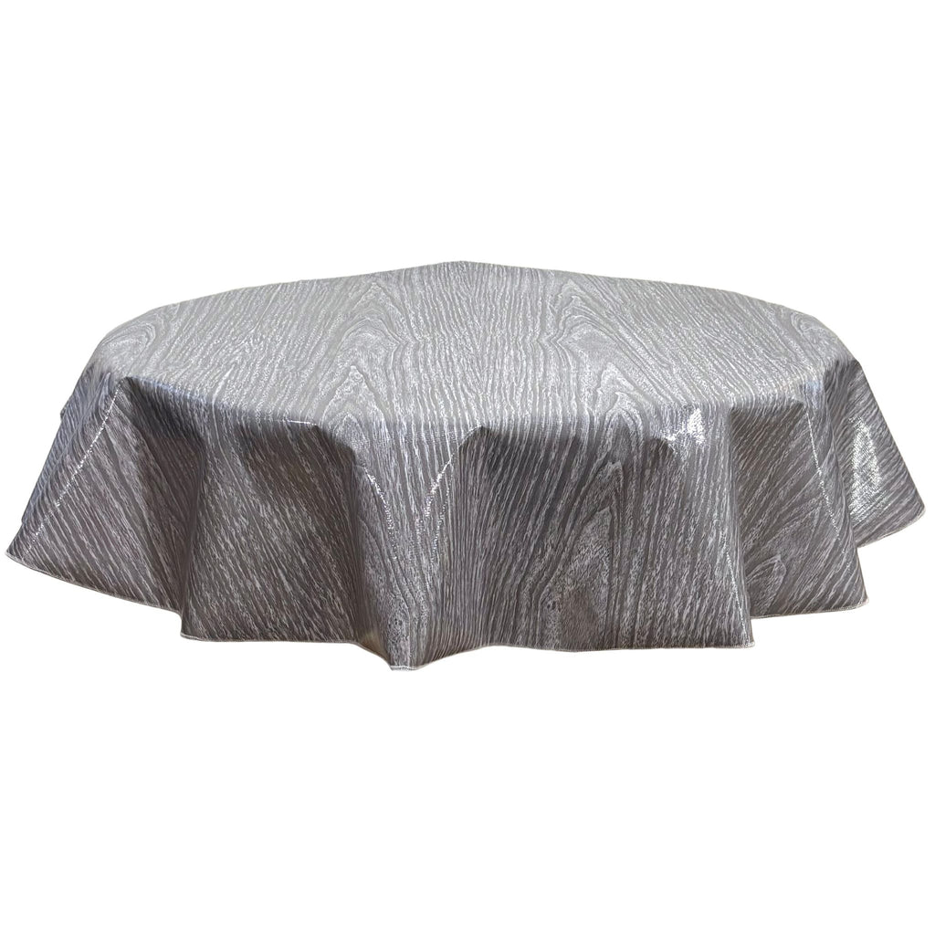 freckled sage round faux bois gray oilcloth tablecloth