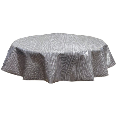 round faux bois gray oilcloth tablecloth