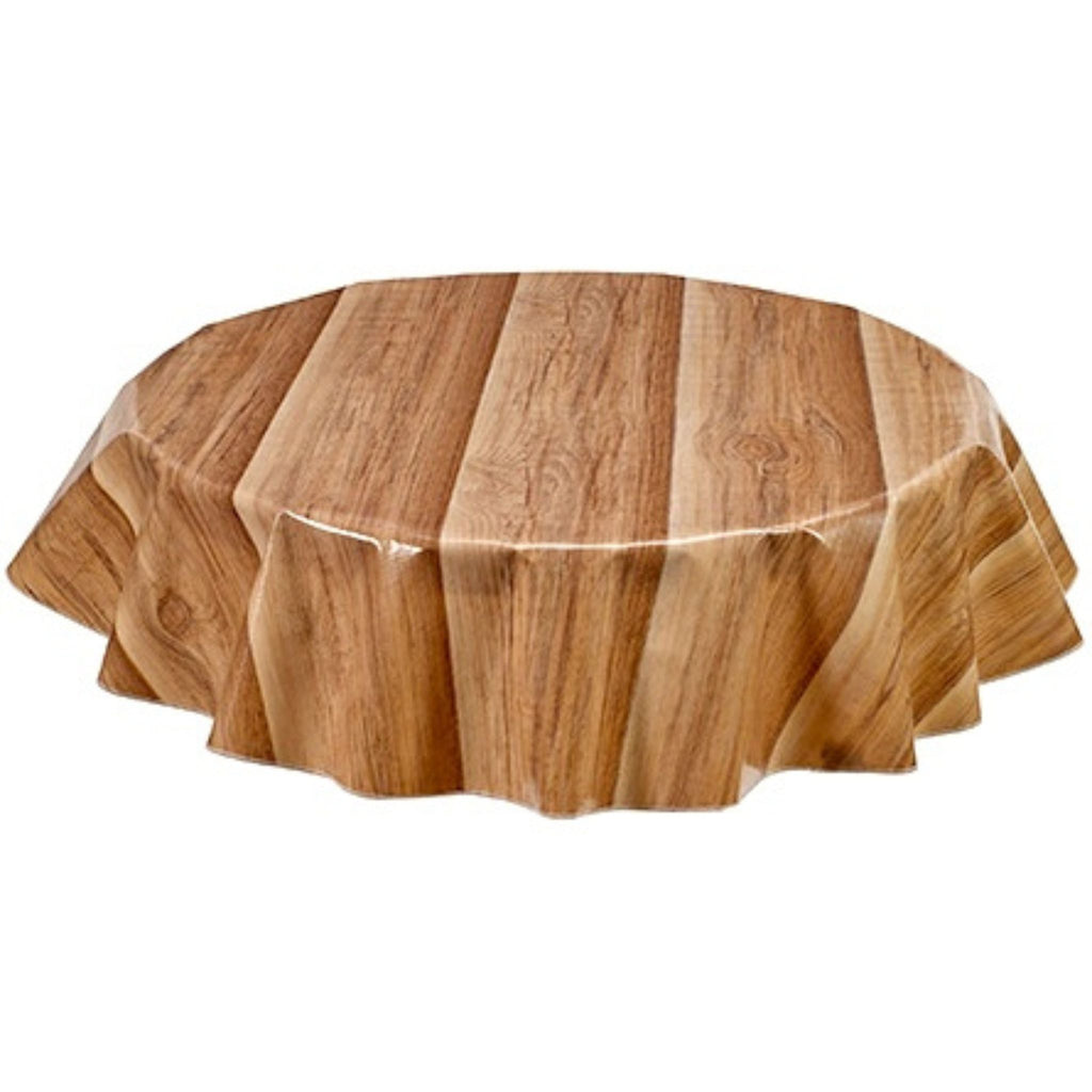round faux bois plank primavera oilcloth tablecloth