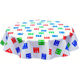 round forks and spoons yellow oilcloth tablecloth