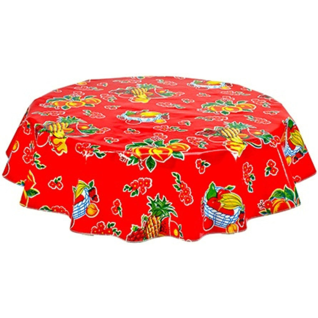 freckled sage round fruit basket red oilcloth tablecloth