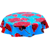 round gardenia light blue oilcloth tablecloth