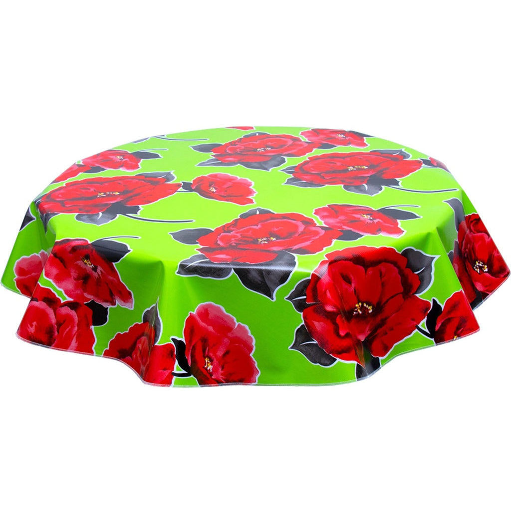 round gardenia lime green oilcloth tablecloth