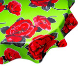 round gardenia lime green oilcloth tablecloth close up