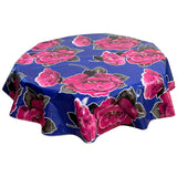 round gardenia navy blue oilcloth tablecloth