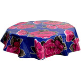 round gardenia navy blue oilcloth tablecloth