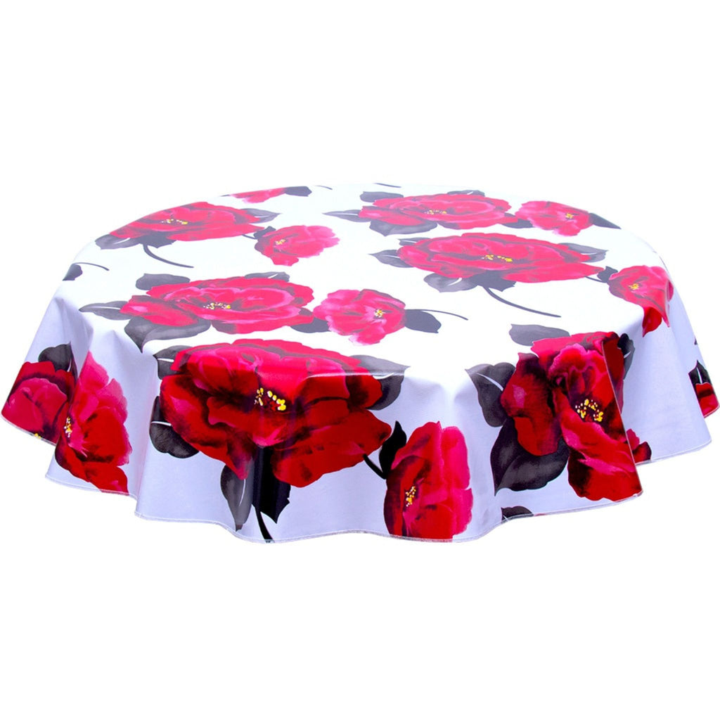 round gardenia white oilcloth tablecloth