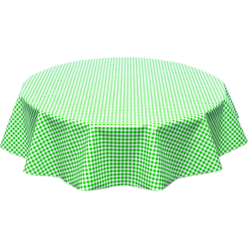 round gingham lime green oilcloth tablecloth