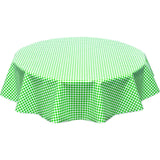 round gingham lime green oilcloth tablecloth