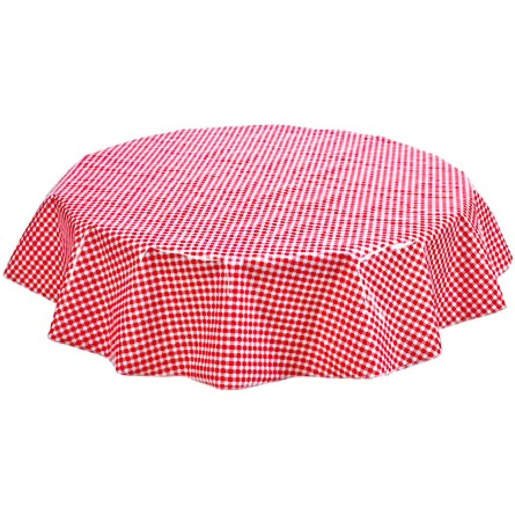 round gingham red oilcloth tablecloth