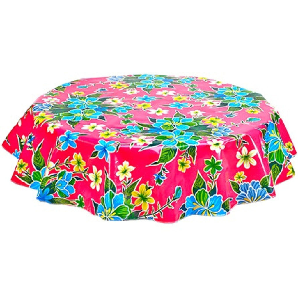 round hawaii pink oilcloth tablecloth