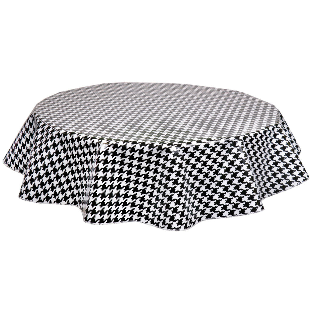 freckled sage round houndstooth black oilcloth tablecloth