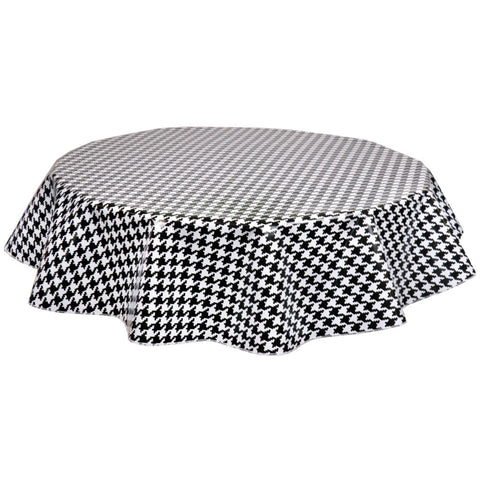 74 x 110" Houndstooth Black Oval Oilcloth Tablecloth