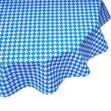 round houndstooth blue oilcloth tablecloth close up