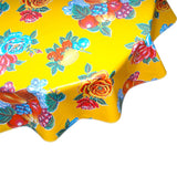 round lemons and roses yellow oilcloth tablecloth