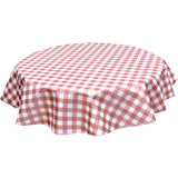 round large gingham metallic pink oilcloth tablecloth